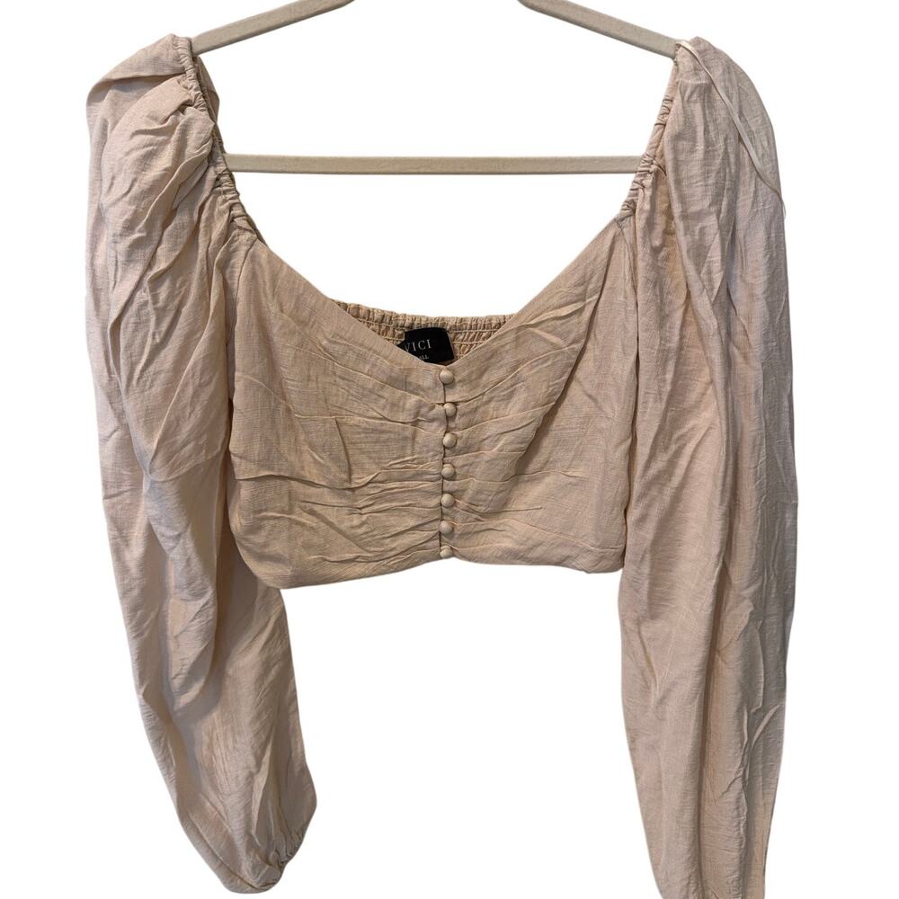 VICI Puffy Long Sleeve Cropped Top Women's Small Boho Indie Festival Prairie